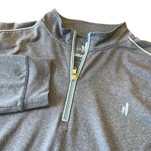 Johnnie O Mens Quarter Zip Pullover Performance Shirt XL Gray Blue Golf Logo